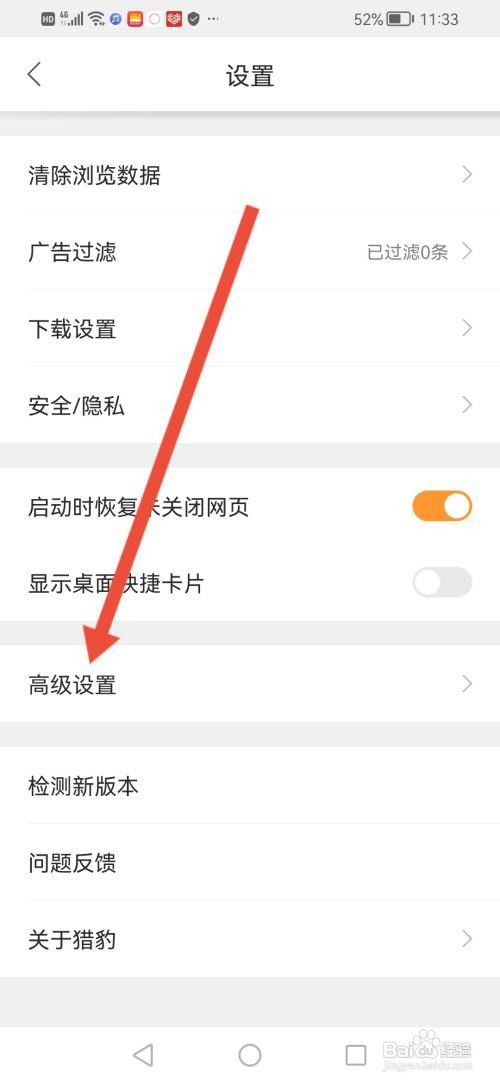 怎么使用猎豹浏览器APP恢复默认设置