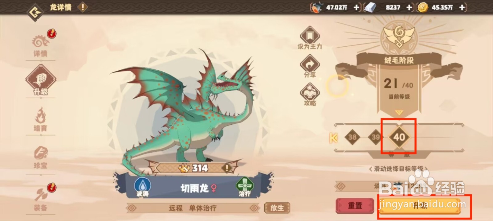 驯龙高手旅程怎么将切雨龙升级直40级？