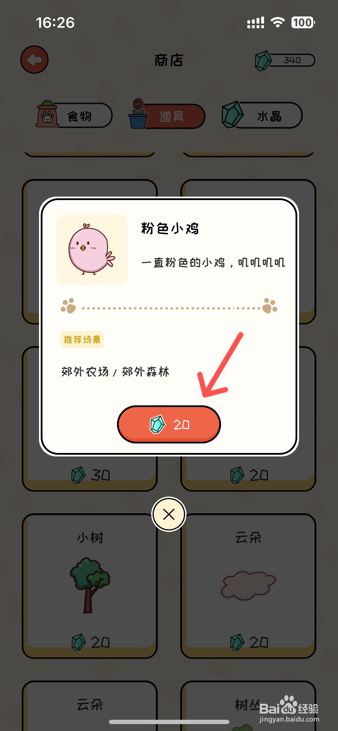 萌小喵日记怎么在商店买到粉色小鸡