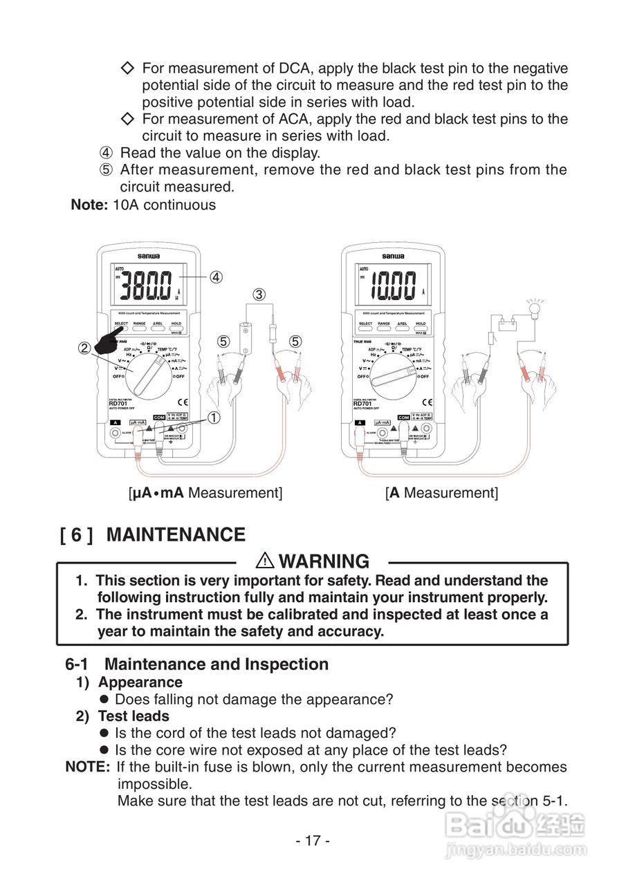 日本三和Sanwa数字万用表RD-700/RD-701说明书:[2]
