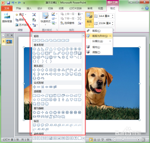 PPT中如何修改图片的形状