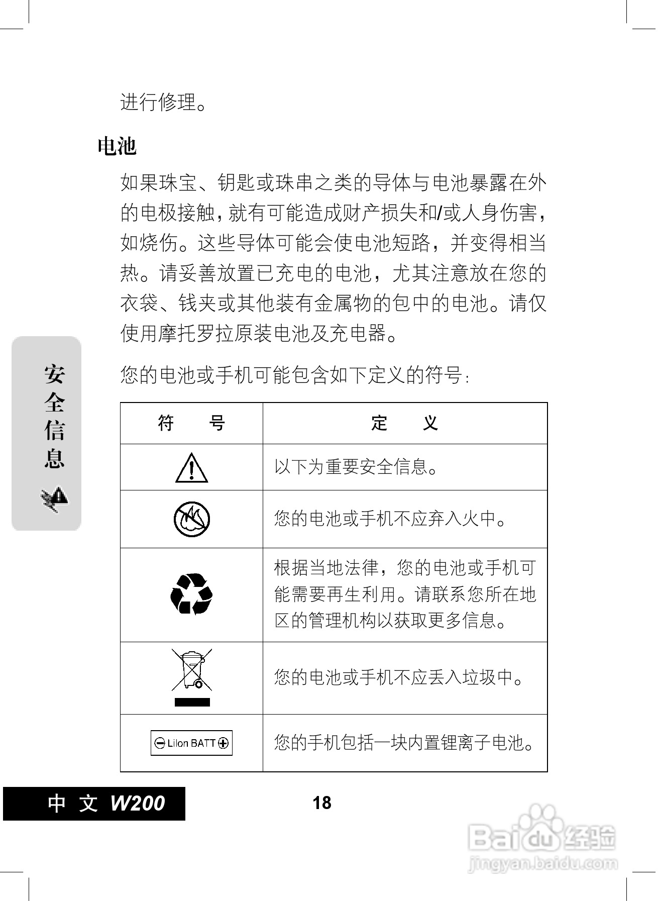 摩托罗拉W200手机使用说明书:[2]