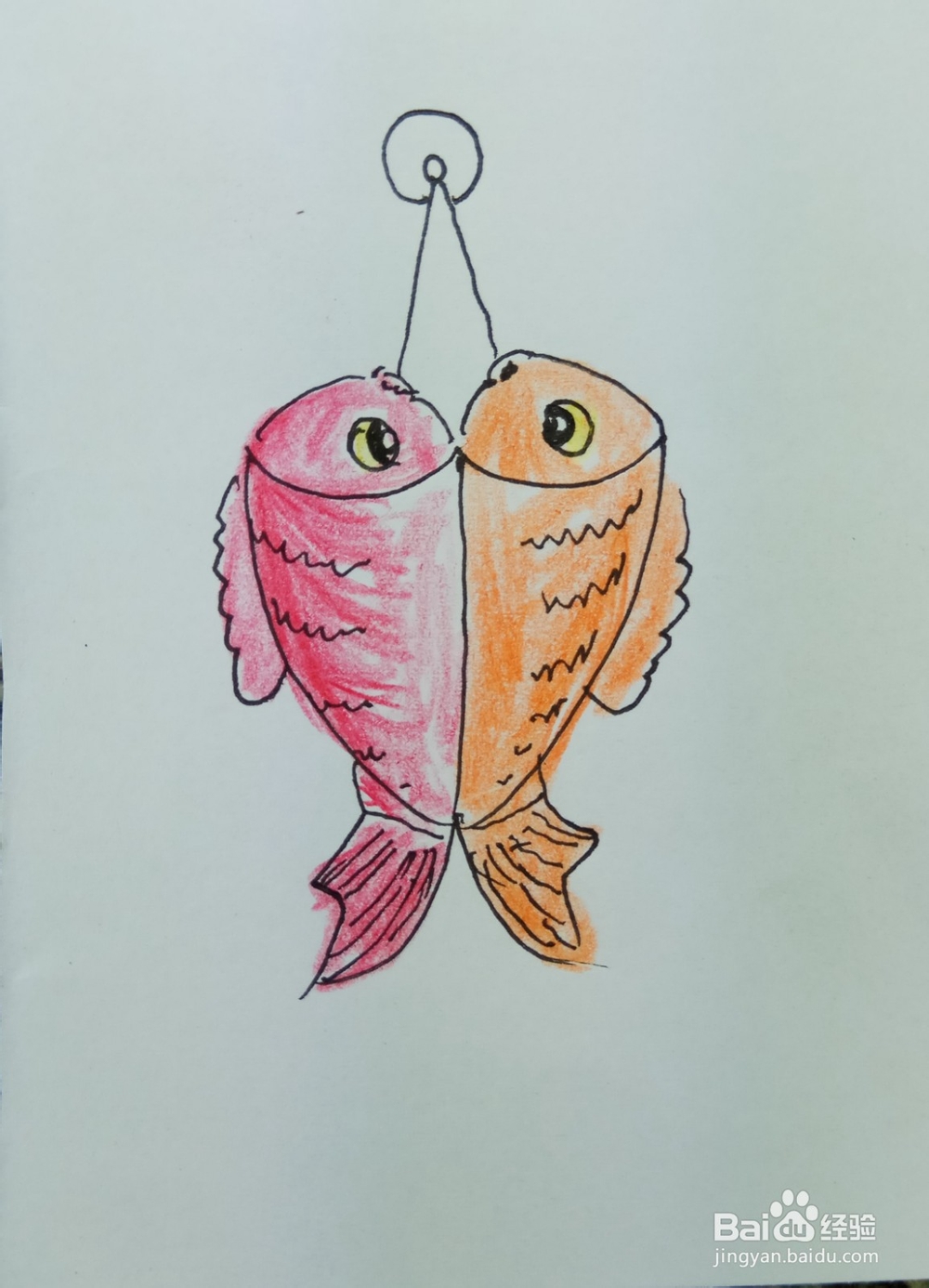 怎样画简笔画两只鱼