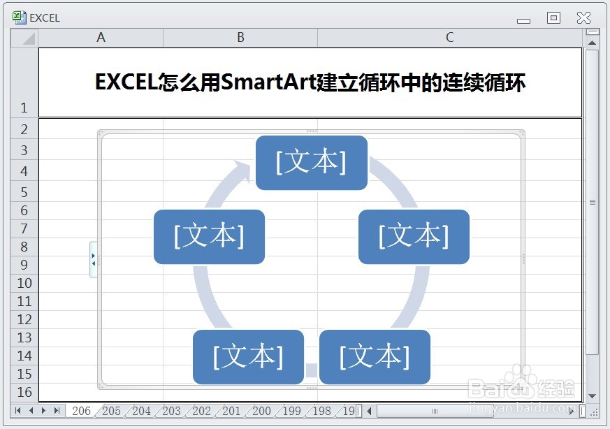 EXCEL怎么用SmartArt建立循环中的连续循环