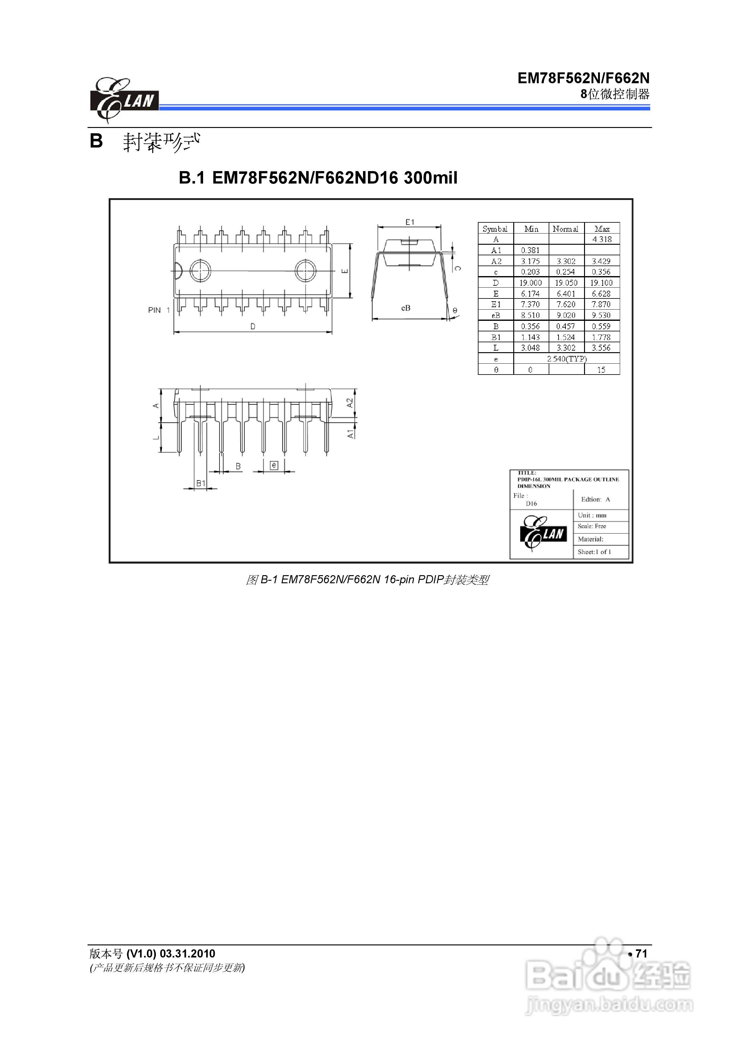 EM78F562N/F662N 8位微控制器说明书:[8]