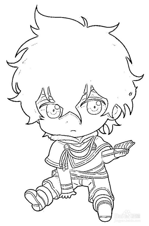 简笔画-如何画q版人物黑色五叶草阿斯塔的简笔画