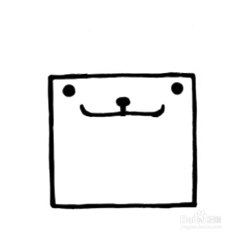简笔画-如何画Q版方形小白兔头像的简笔画