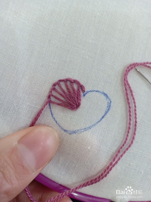 爱心怎么用扣眼绣绣制