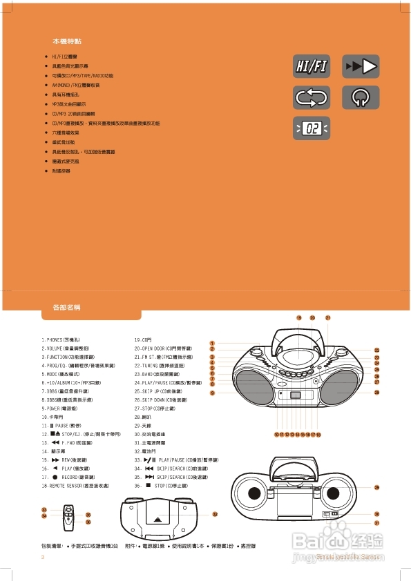 旺德电通AK-W406ML手提式CD_MP3收录音机说明书(V2.0)