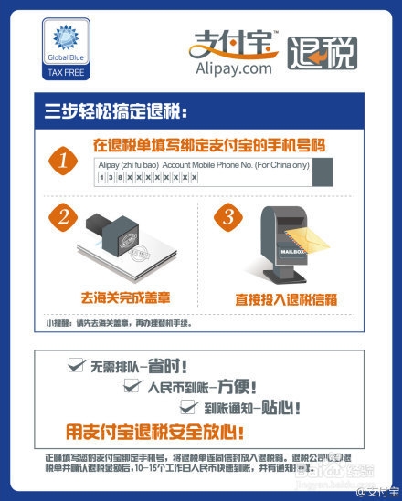 海外旅游后如何使用支付宝退税