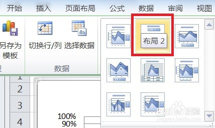 EXCEL百分比堆积面积图的图表布局显示布局2效果