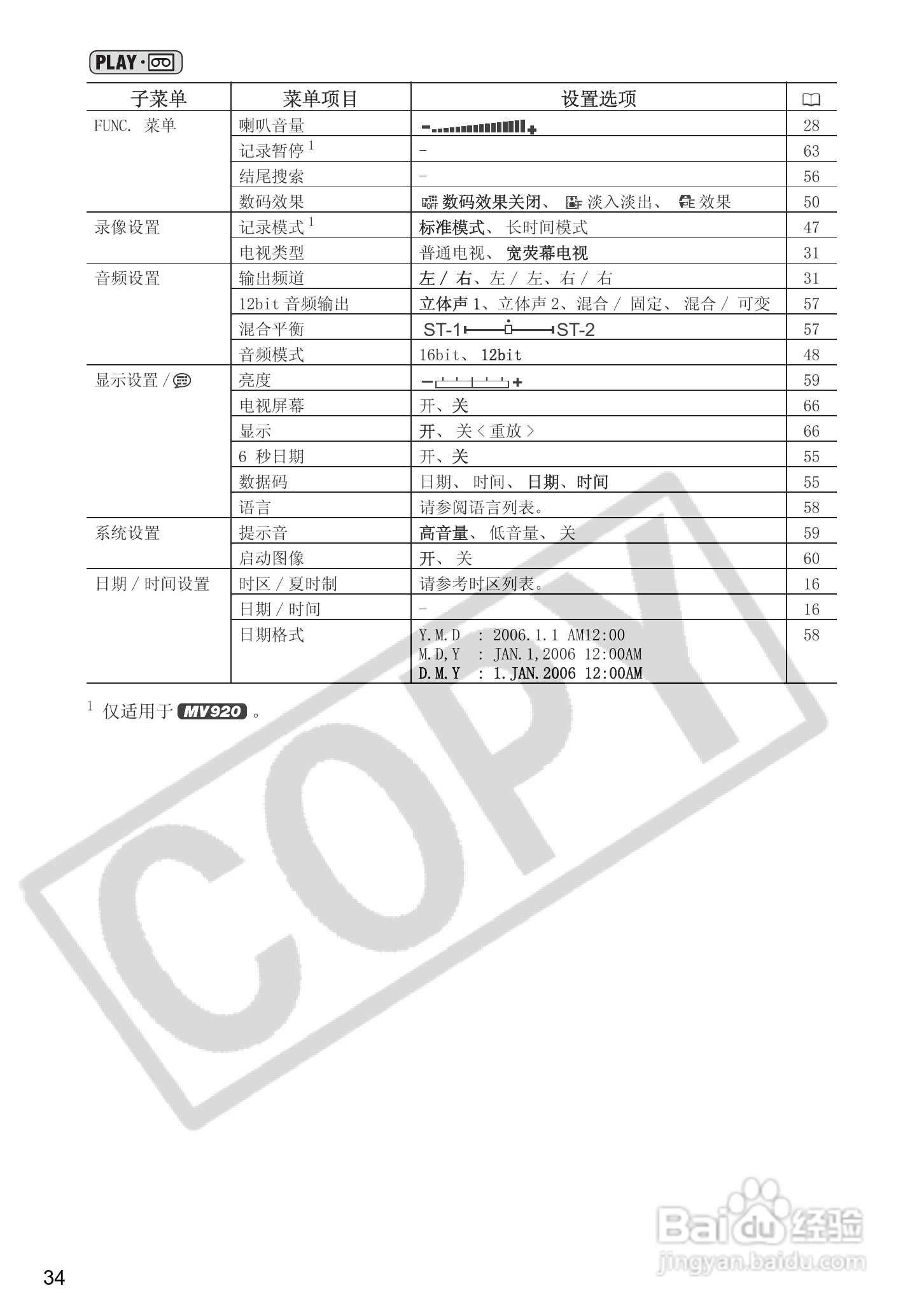 佳能MV920数码摄像机使用说明书:[4]