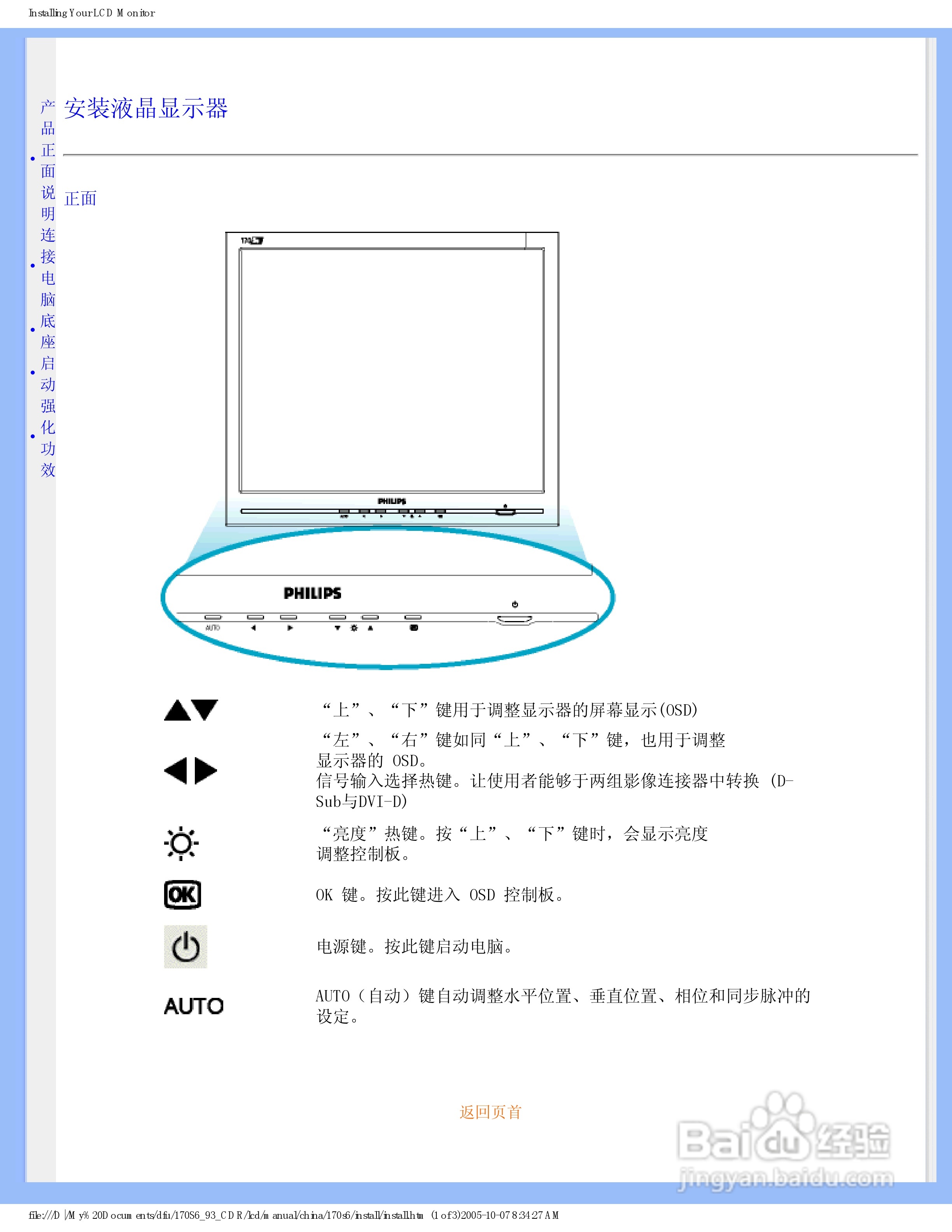 飞利浦170S6FG/93液晶显示器使用说明书:[2]