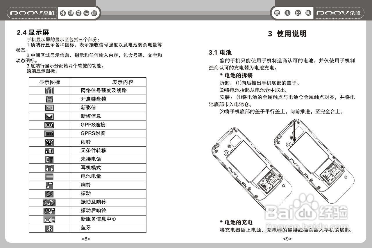DOOV朵唯S808型手机说明书:[1]