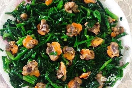 菠菜凉拌毛蚬子