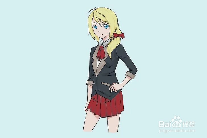 如何画一个可爱的漫画高中生少女