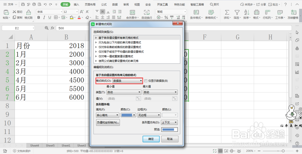wps表格中如何制作盈亏图
