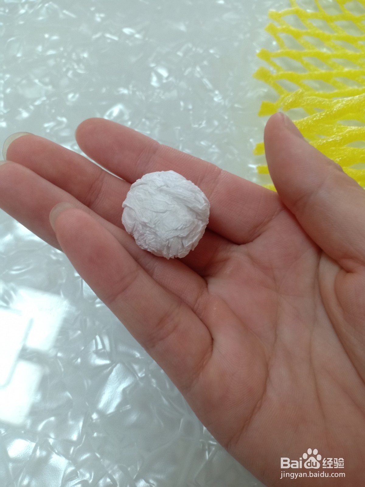 泡沫网怎么做手工 小雪球