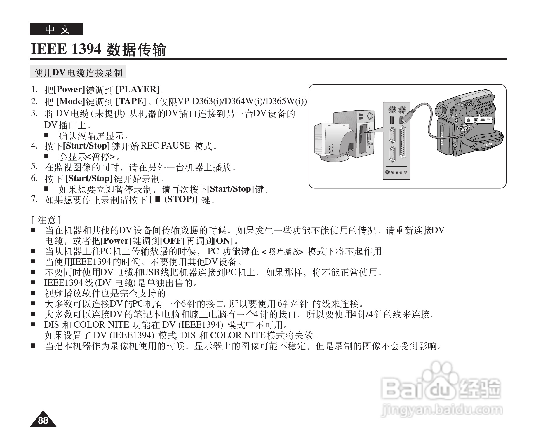 三星VP-D365W(i)数字摄录一体机用户说明书:[9]