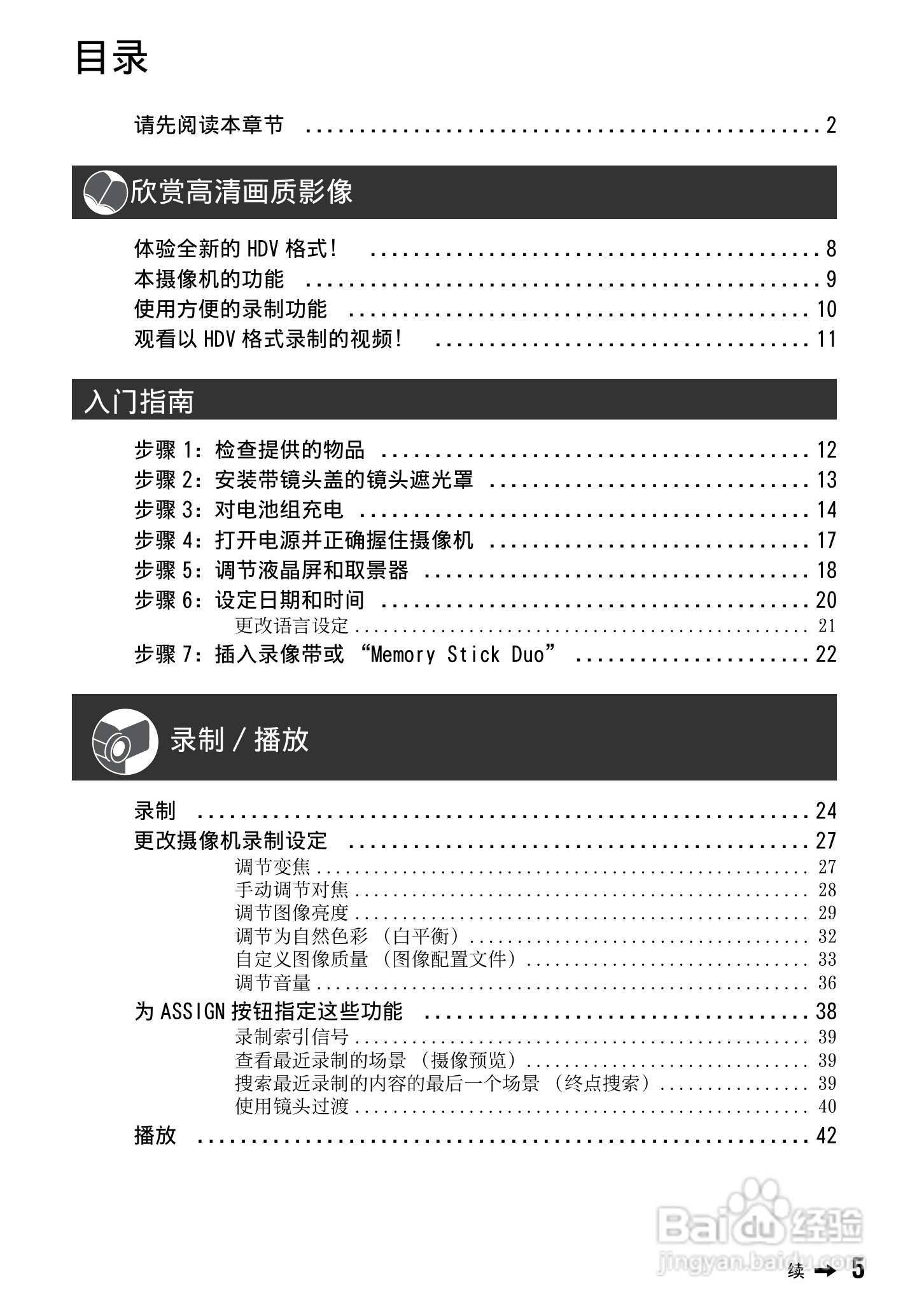 SONY HDR-FXX1000E摄像机说明书:[1]