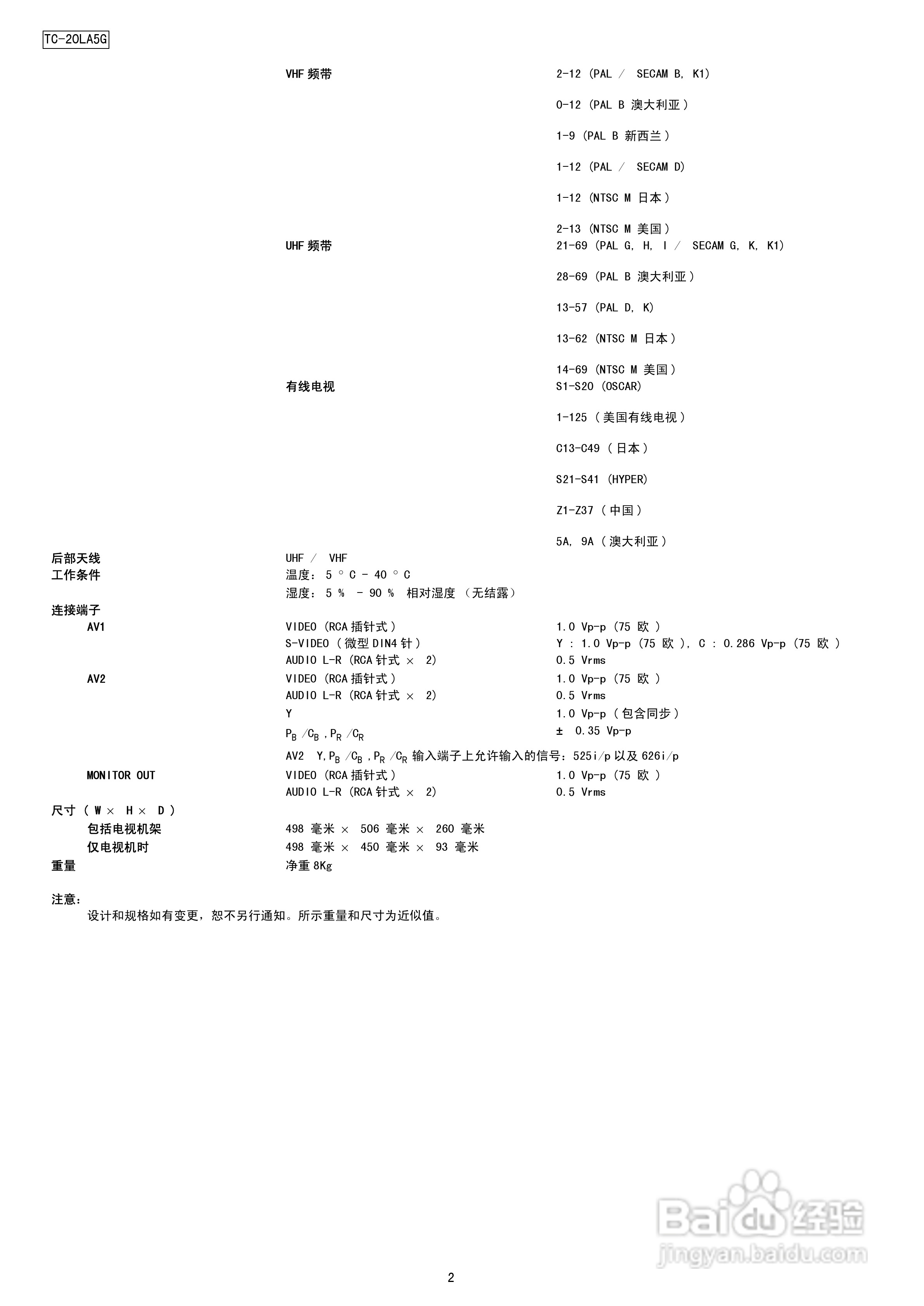 松下TC-20LA5G液晶彩电使用说明书:[1]