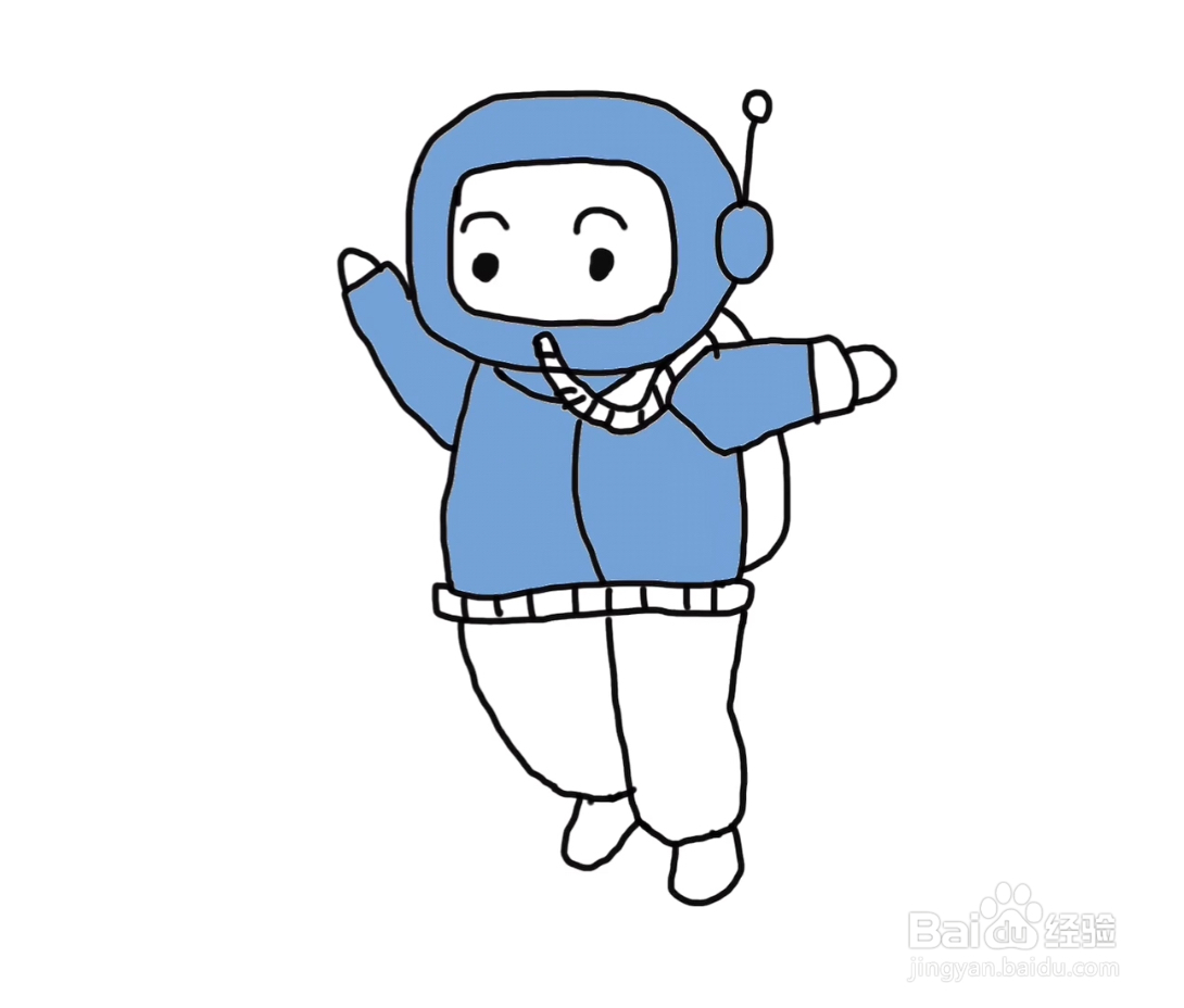 怎么画彩色简笔画卡通人物宇航员？