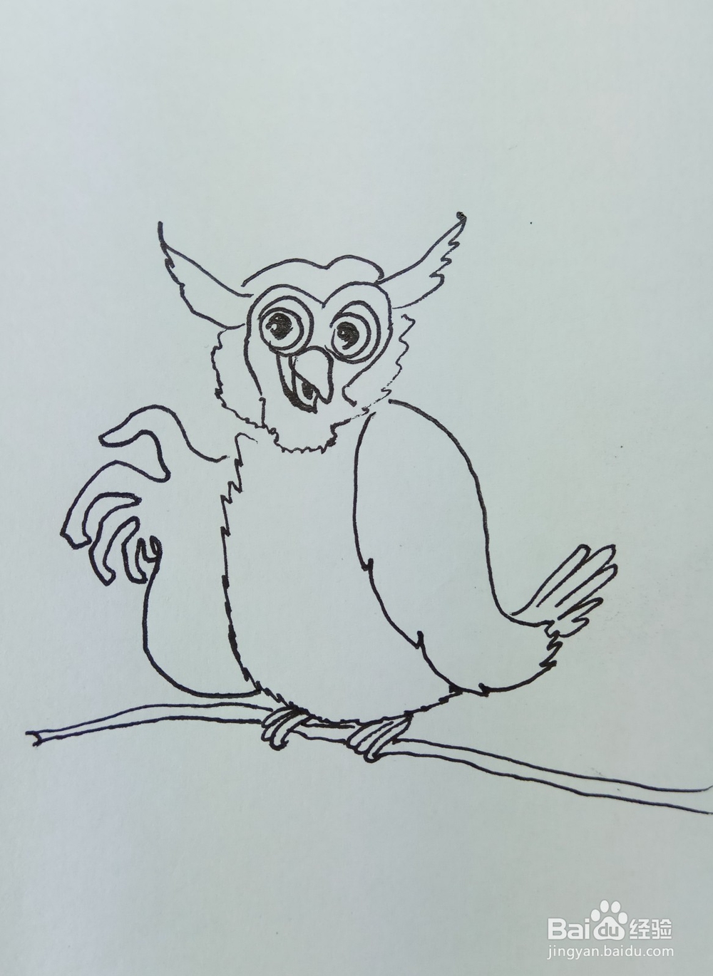 怎样画简笔画“老鼠最怕的猫头鹰”？