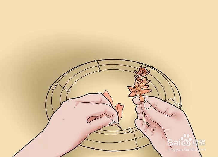 如何用落叶做秋季花环?