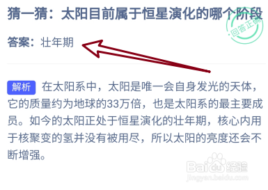 2024.12.30蚂蚁庄园太阳目前属恒星演化哪个阶段