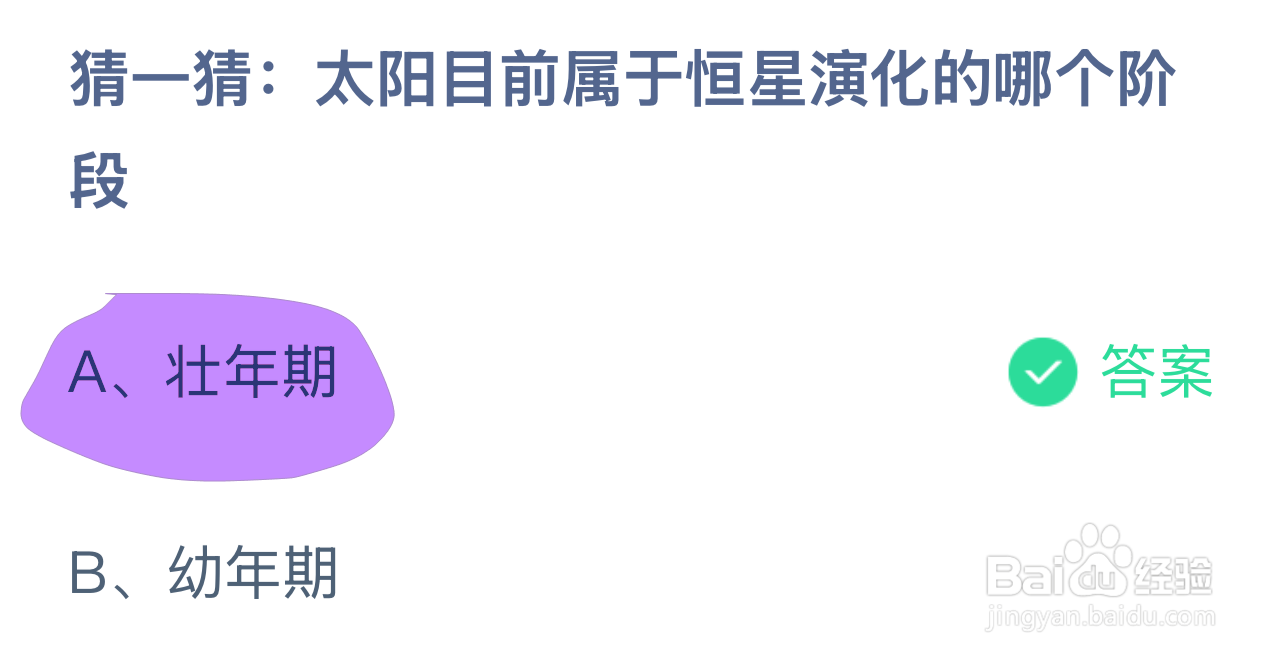 蚂蚁庄园2024.12.30:太阳目前属恒星演化哪阶段