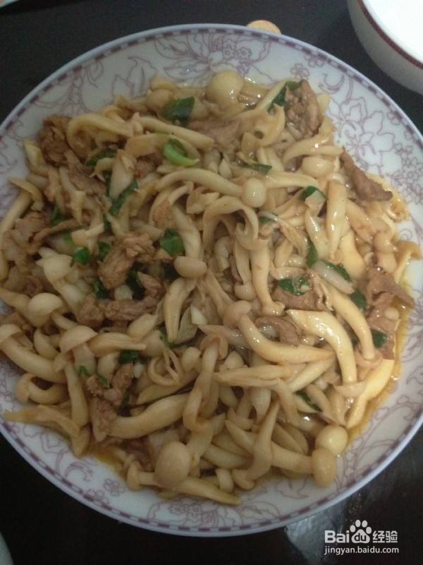 白玉菇炒肉丝