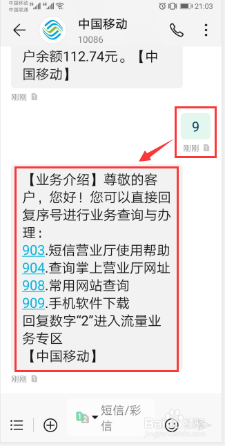 中国移动常用短信查询代码