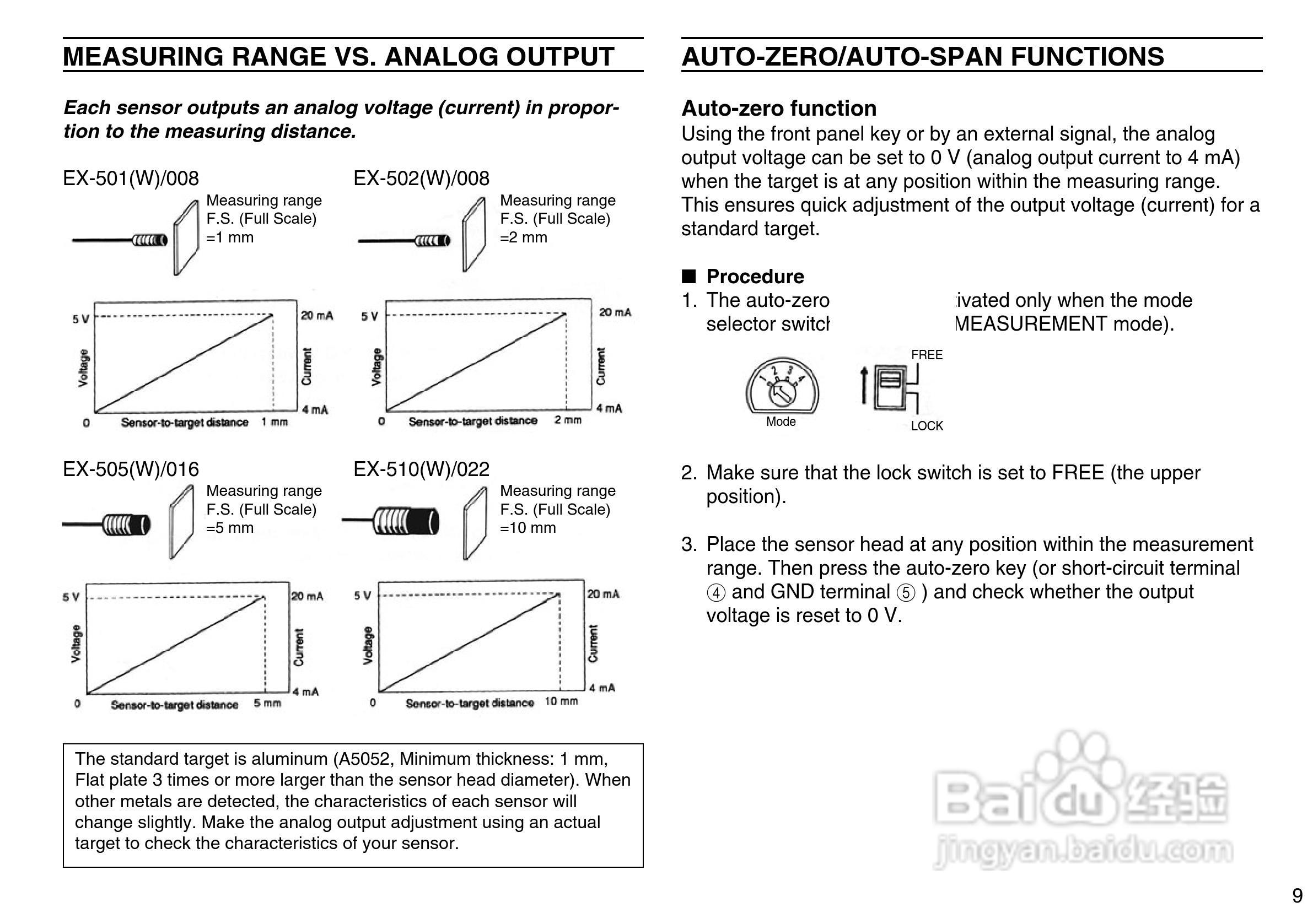 基恩士EX-500 系列高精度、涡电流位移传感器说明书