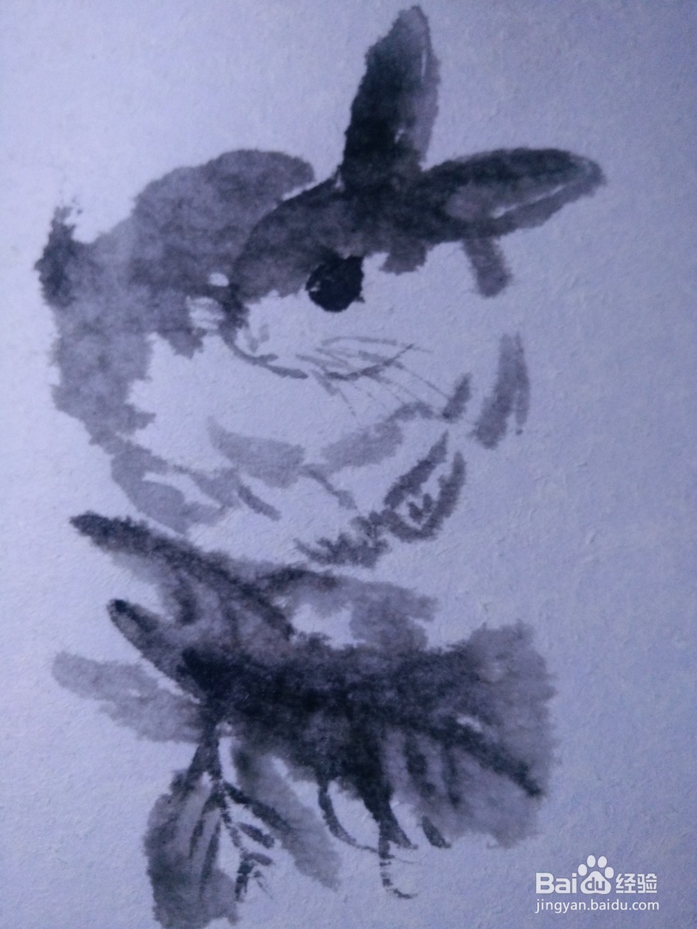 怎么画水墨小兔子
