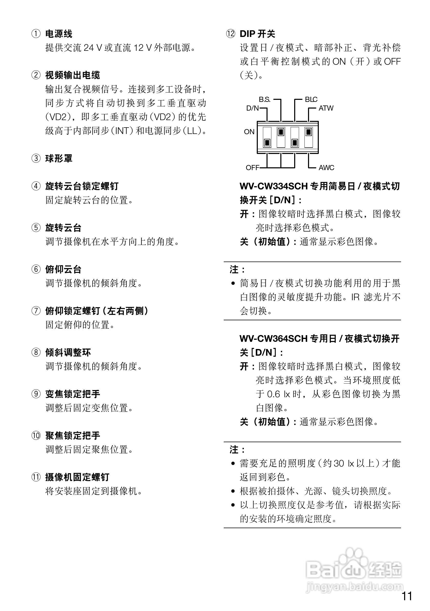 松下彩色闭路监控摄像机WV-CW334SCH 使用说明书:[2]