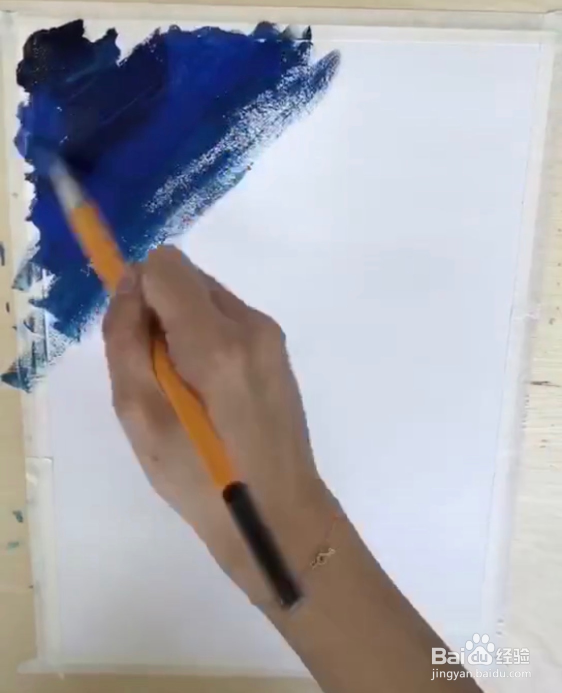 教你画水粉画炫彩的背景树木