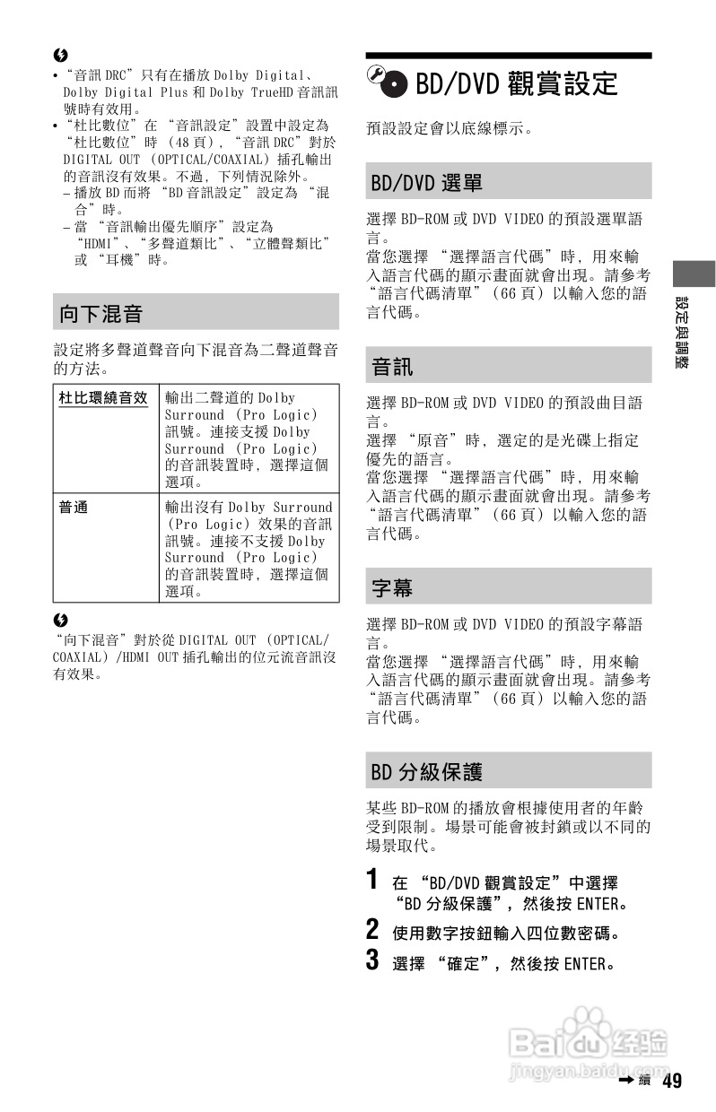 SONY BDP-S765 DVD播放器使用说明书:[3]
