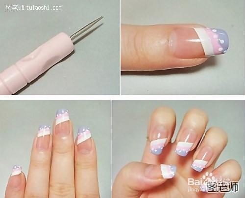 粉色波点美甲diy教程