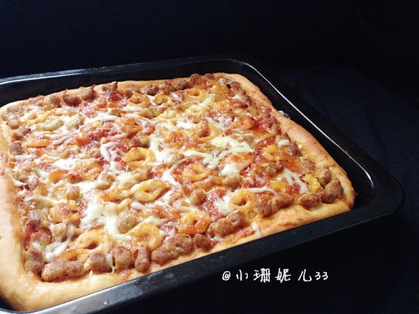 北极虾牛肉粒披萨