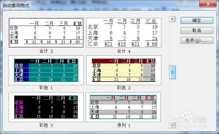 如何使用excel2003自带格式快速的给表格加格式