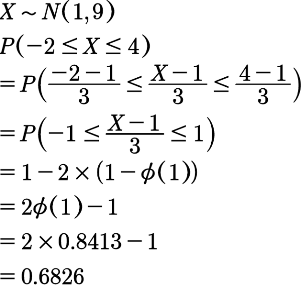 设随机变量X服从正态分布N(1,3²),求P{-2≤X≤4},注:Ф(1)=0.8413