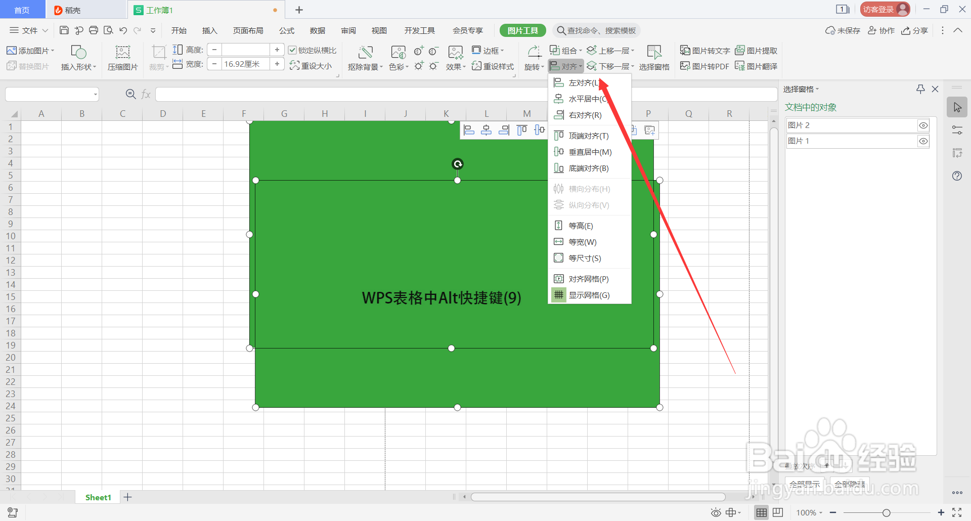 WPS表格中Alt快捷键(9)