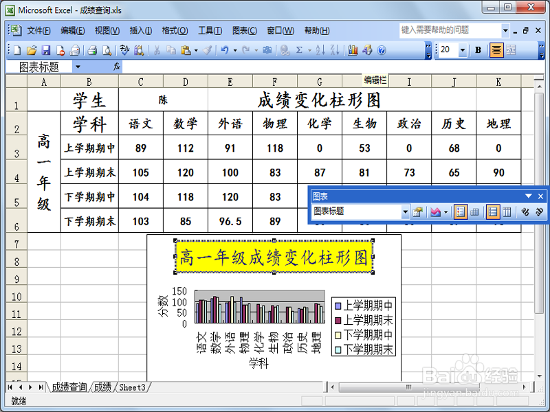 随学生成绩变化自动变化的柱形图