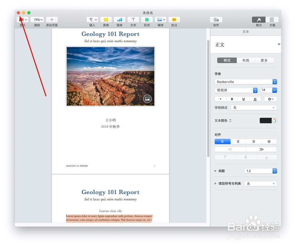Pages文稿中的