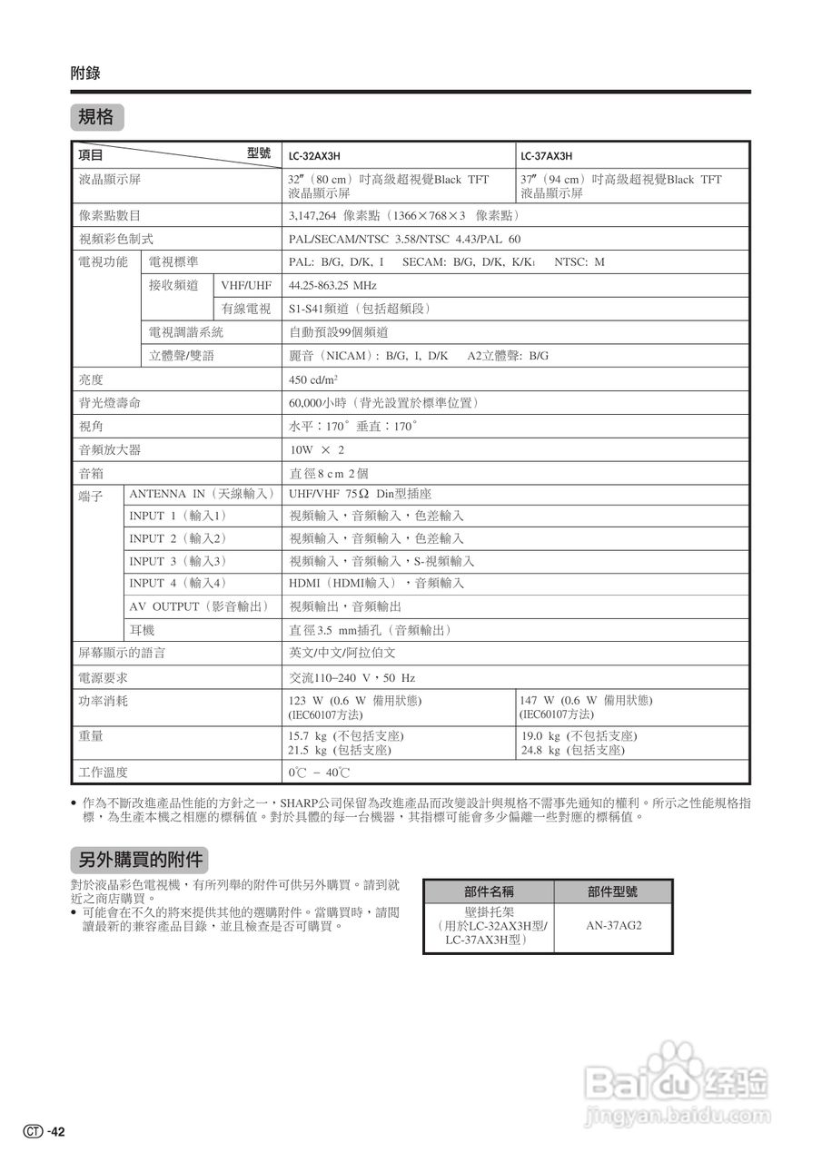 声宝LC-37AX3H型液晶电视机说明书:[5]