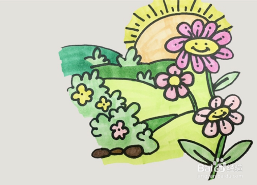 室外场景简笔画怎么画,今天我们以美丽的花园简笔画为例,仅供参考.