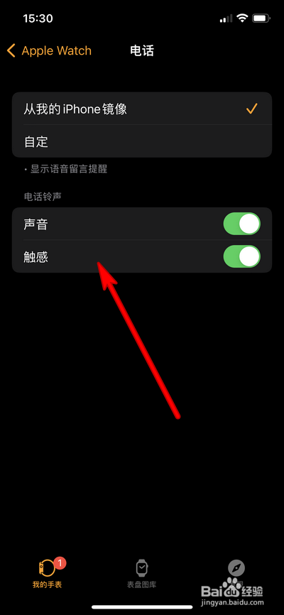 苹果手表来电振动如何关闭