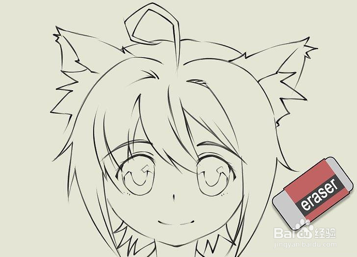 如何画一个动画猫女孩
