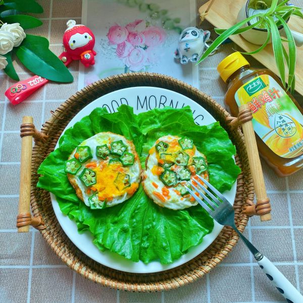 秋葵胡萝卜鸡蛋车轮饼