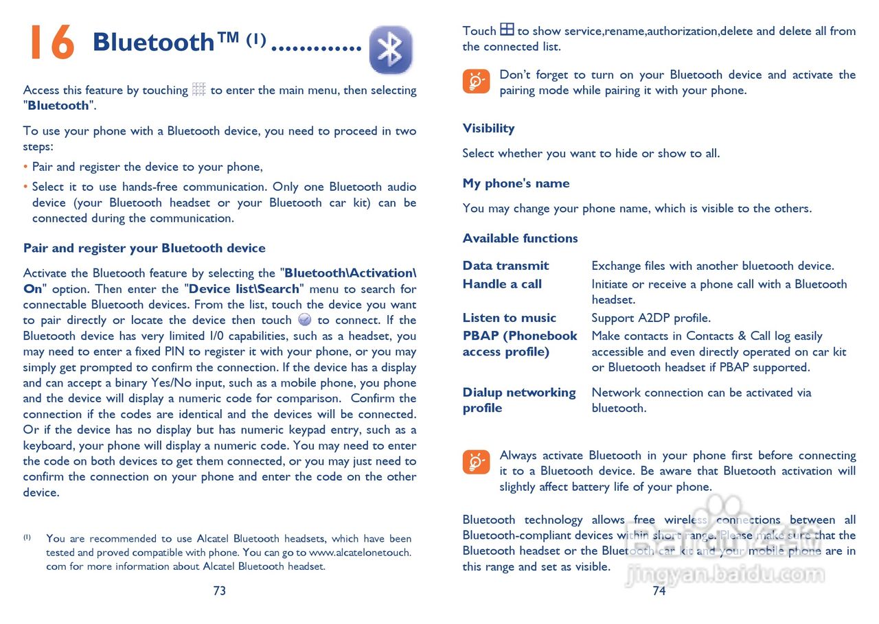 阿尔卡特Onetouch 818手机使用说明书:[4]